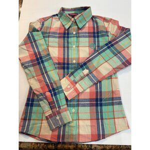 Debao & Co. Plaid Button-Up Shirt Medium M Cotton Casual Long Sleeve Boyfriend S